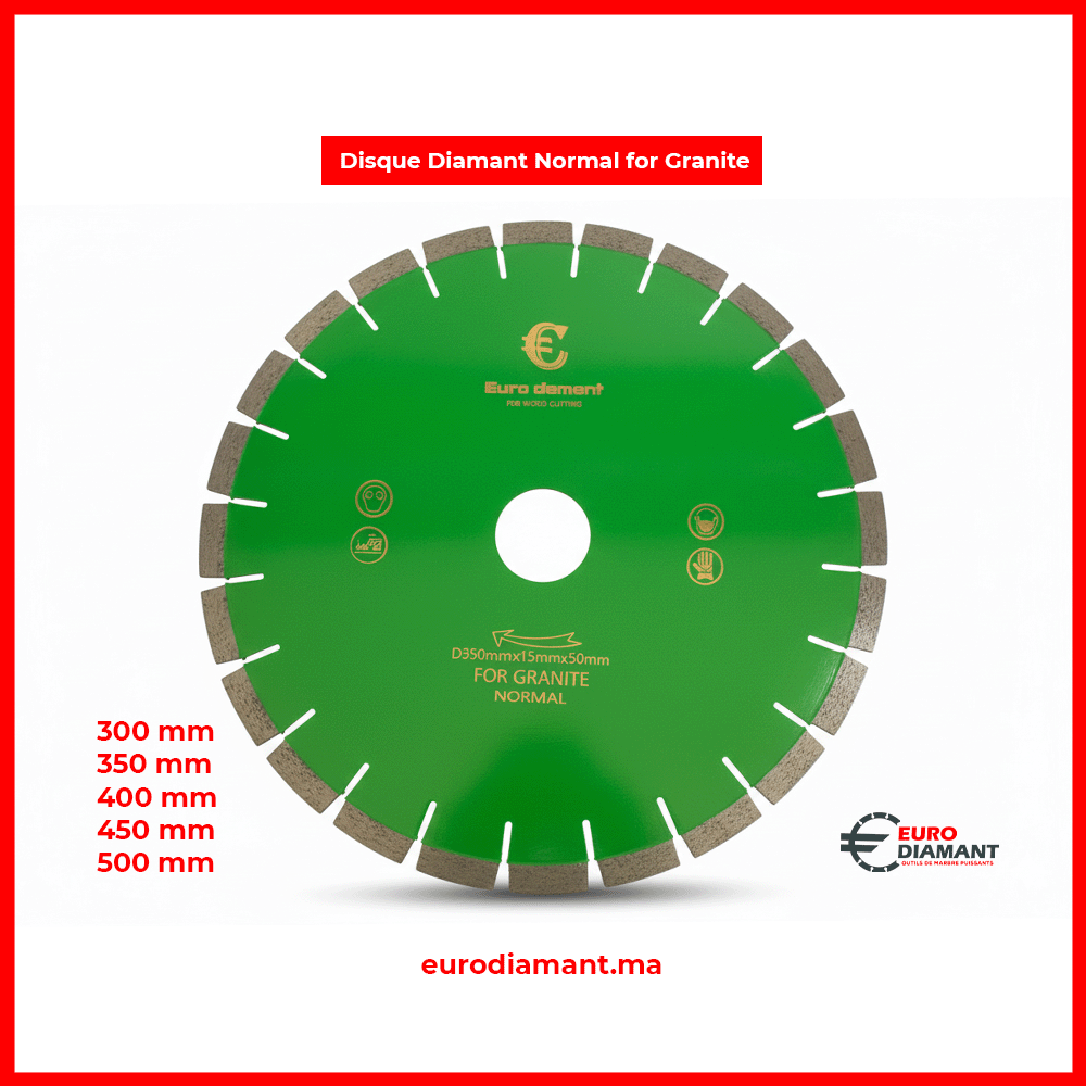 Disque Diamant 350mm a 500mm Silent Segmenté - Coupe Granit & Pierre Dure Scie de Pont