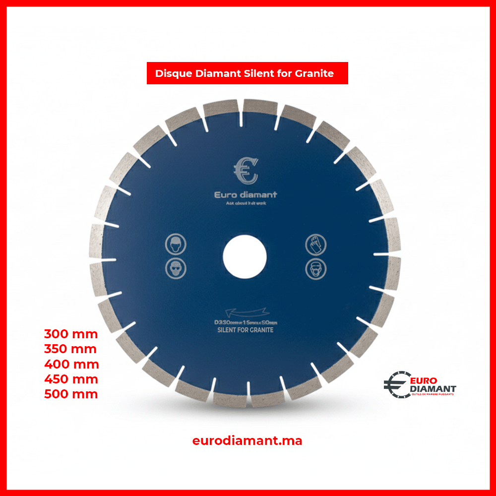 Disque Diamant Silent 350mm Segmenté Bleu - Coupe Granit Pierre Dure Scie de Pont