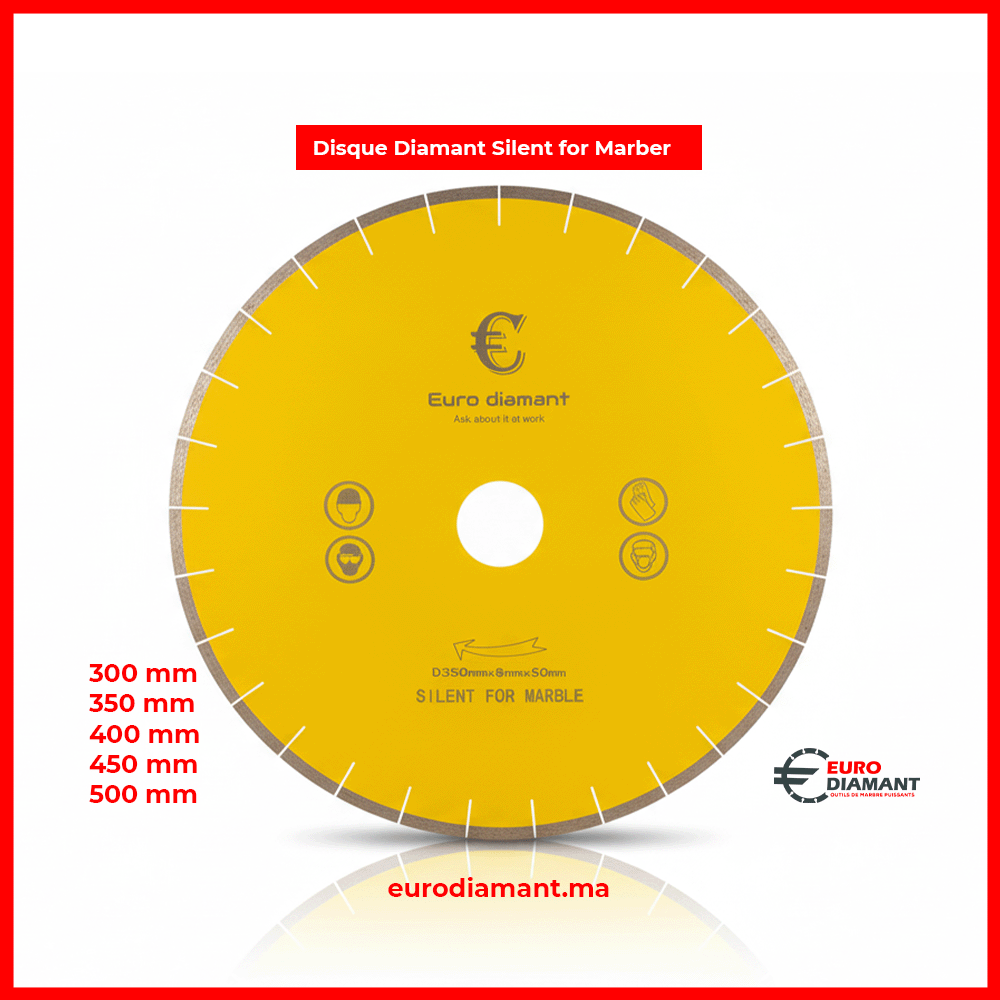 Disque Diamant 350mm Segmenté Silent Jaune - Coupe Marbre Pierre Tendre Scie de Pont