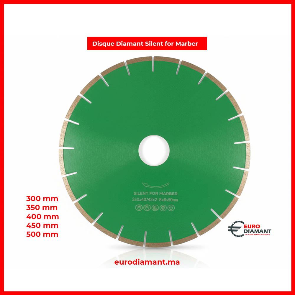 Disque Diamant 350mm Silent Vert - Coupe Marbre & Pierre Calcaire Scie de Pont