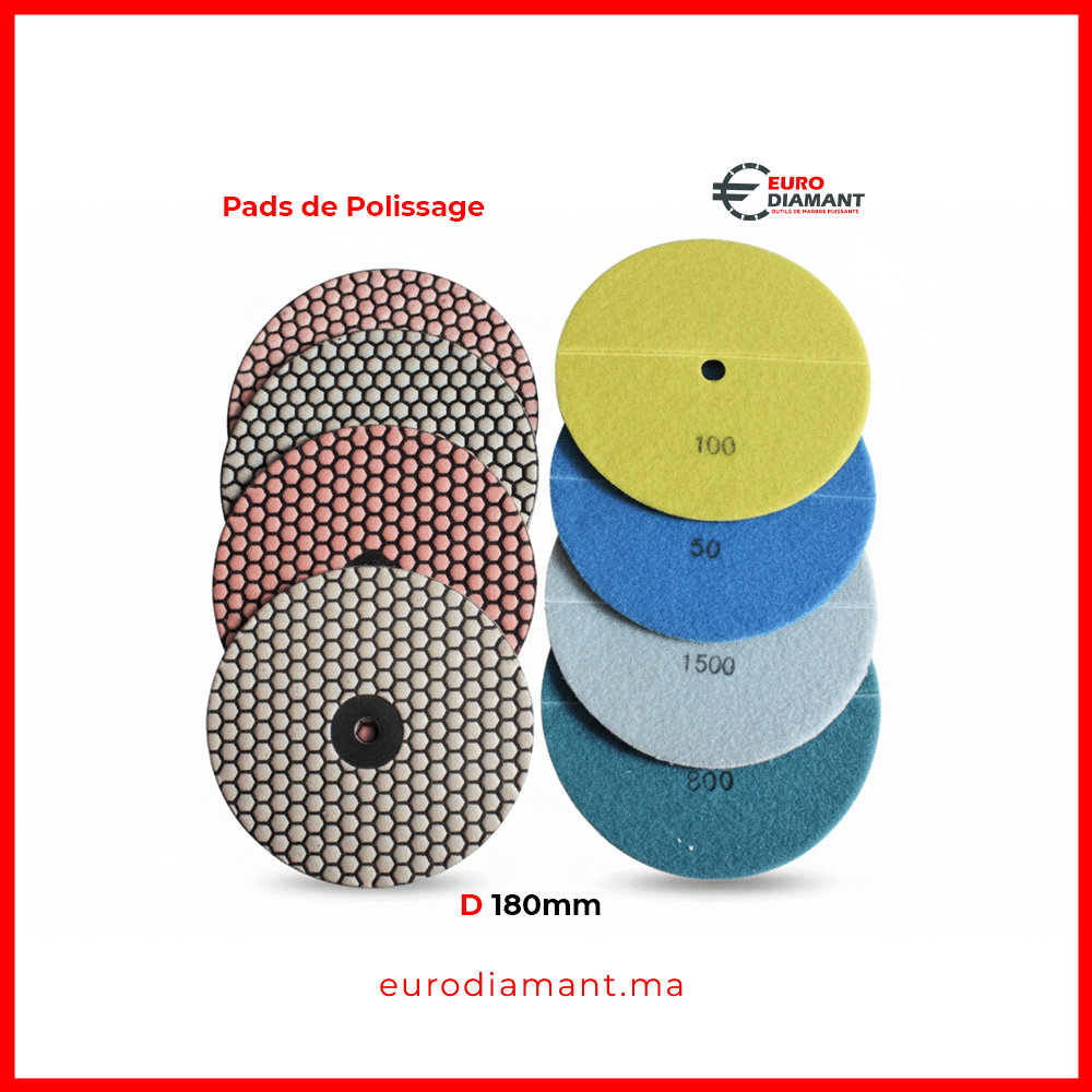 tampons-de-polissage-diamantes-pads-flexibles-d180mm-grains-50-a-buff-lustrage-grande-surface-marbre-granit